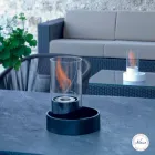 Caminetto a bioetanolo da tavolo in ceramica e vetro Jim, made in Italy Viadurini