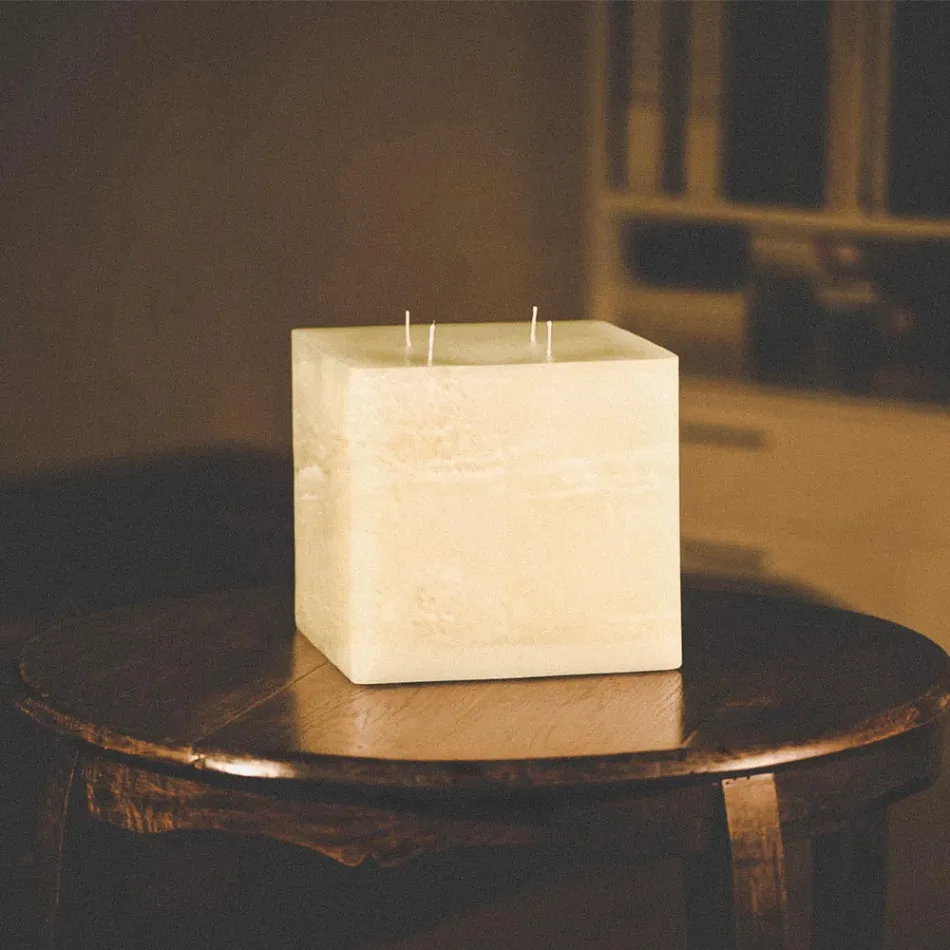 Candela Quadrata Artigianale di Cera Moderna Made in Italy - Mondeo Viadurini