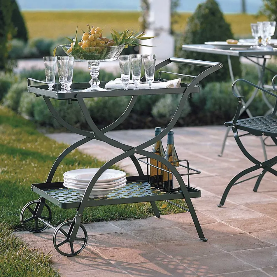 Carrellino Portavivande da Giardino in Acciaio Zincato Made in Italy - Selvaggia Viadurini
