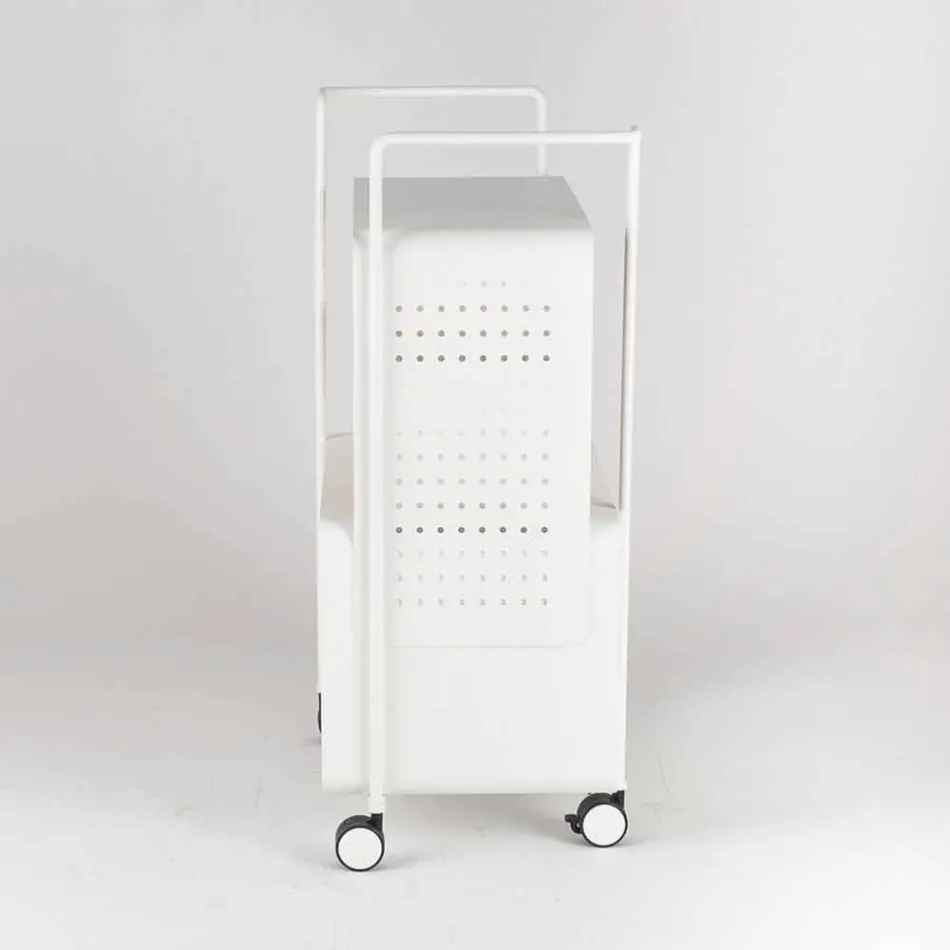 Carrello di Design in Acciaio con Piano in Frassino Made in Italy - Murella Viadurini