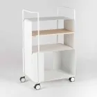 Carrello di Design in Acciaio con Piano in Frassino Made in Italy - Murella Viadurini