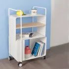 Carrello di Design in Acciaio con Piano in Frassino Made in Italy - Murella Viadurini
