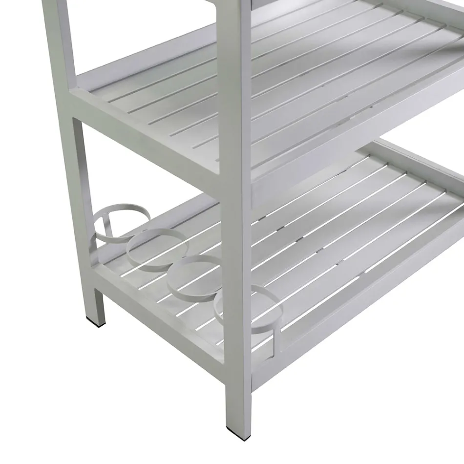 Carrello in Alluminio di Diverse Finiture con Ruote e 3 Ripiani- Tenda Viadurini
