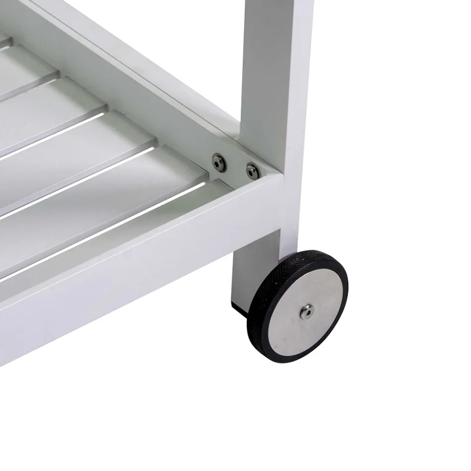 Carrello in Alluminio di Diverse Finiture con Ruote e 3 Ripiani- Tenda Viadurini