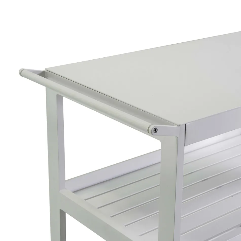 Carrello in Alluminio di Diverse Finiture con Ruote e 3 Ripiani- Tenda Viadurini