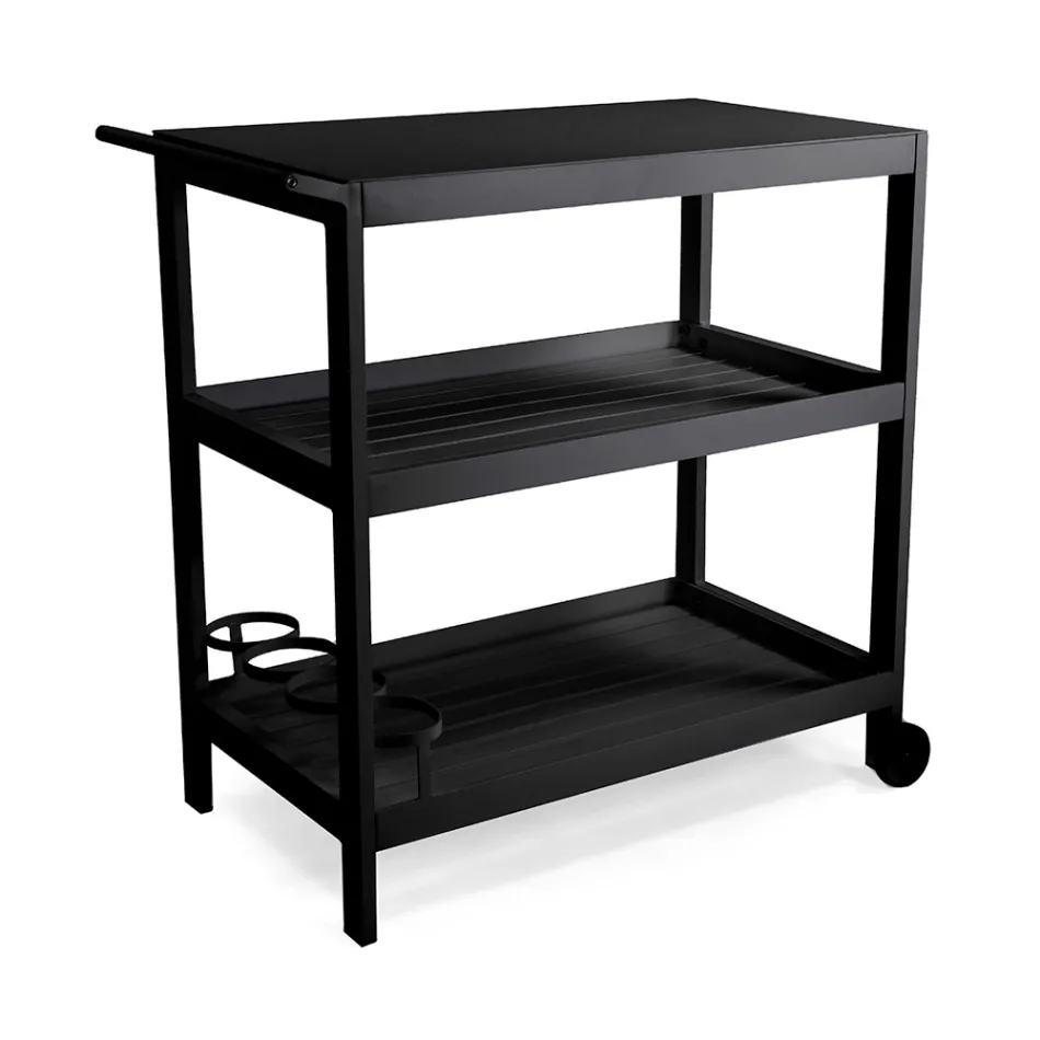 Carrello in Alluminio di Diverse Finiture con Ruote e 3 Ripiani- Tenda Viadurini