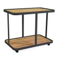 Carrello in Alluminio di Diverse Finiture con Ruote e Piano in Teak - Tenda