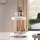 Carrello in faggio naturale e polipropilene bianco con ruote Pineto Viadurini