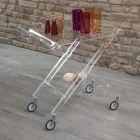 Carrello Pieghevole in Cristallo Acrilico Trasparente 2 Vassoi - Aristocle Viadurini