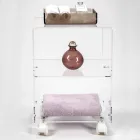 Carrello Porta Oggetti con Ruote in Plexiglass Made in Italy - Rudolf Viadurini