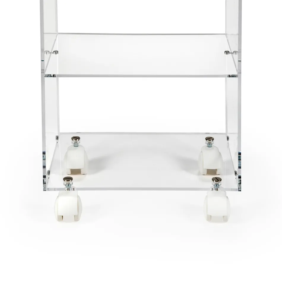 Carrello Porta Oggetti con Ruote in Plexiglass Made in Italy - Rudolf Viadurini