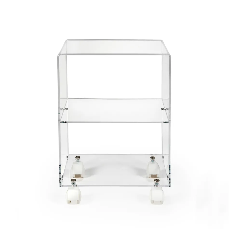 Carrello Porta Oggetti con Ruote in Plexiglass Made in Italy - Rudolf Viadurini