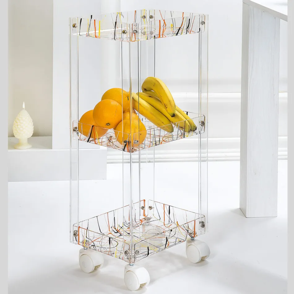 Carrello Porta Vivande in Plexiglass Trasparente Made in Italy - Galatius Viadurini