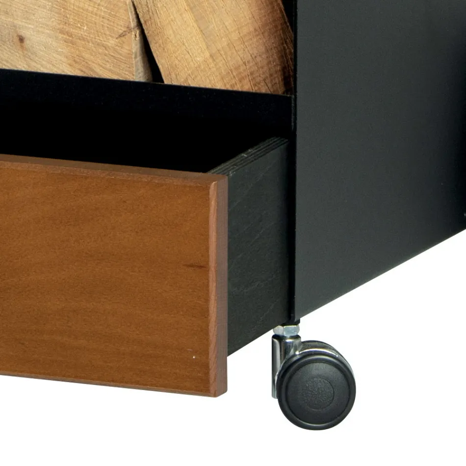 Carrello Portalegna con Cassetto e Ruote Made in Italy - Alpaca Viadurini