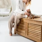 Cassapanca da Giardino Realizzata in Teak Naturale - Nascondi Viadurini