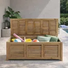 Cassapanca da Giardino Realizzata in Teak Naturale - Nascondi Viadurini