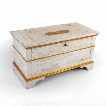 Cassapanca Fatta a Mano in Legno Massello con Profili Oro Made in Italy - Caio Viadurini