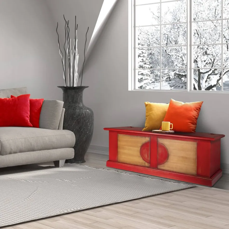 Cassapanca in Legno Impiallacciato di Diverse Finiture Made in Italy - Krishna Viadurini