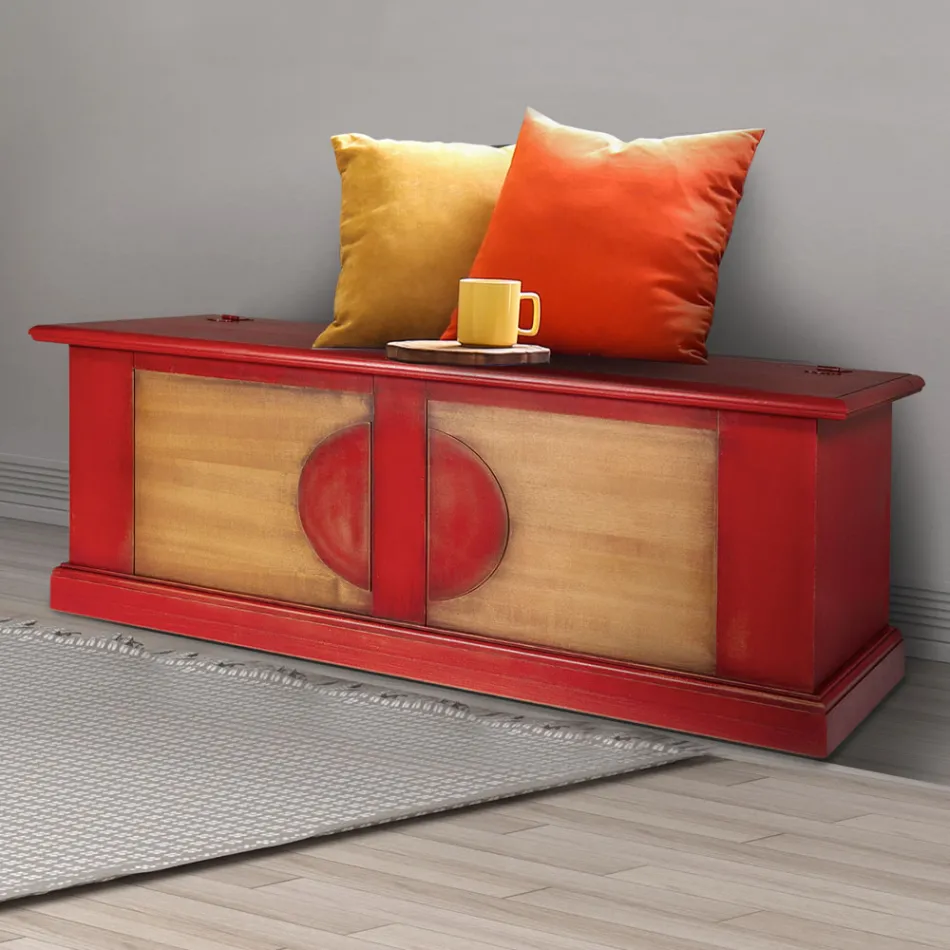 Cassapanca in Legno Impiallacciato di Diverse Finiture Made in Italy - Krishna Viadurini