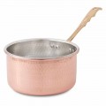 Casseruola Alta Tonda in Rame Stagnato a Mano con Manico 24 cm - Giancarlo