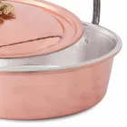 Casseruola in Rame Stagnato a Mano, Coperchio e Manico ad Arco 34 cm - Mariagiu Viadurini