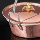 Casseruola in Rame Stagnato a Mano, Coperchio e Manico ad Arco 34 cm - Mariagiu Viadurini
