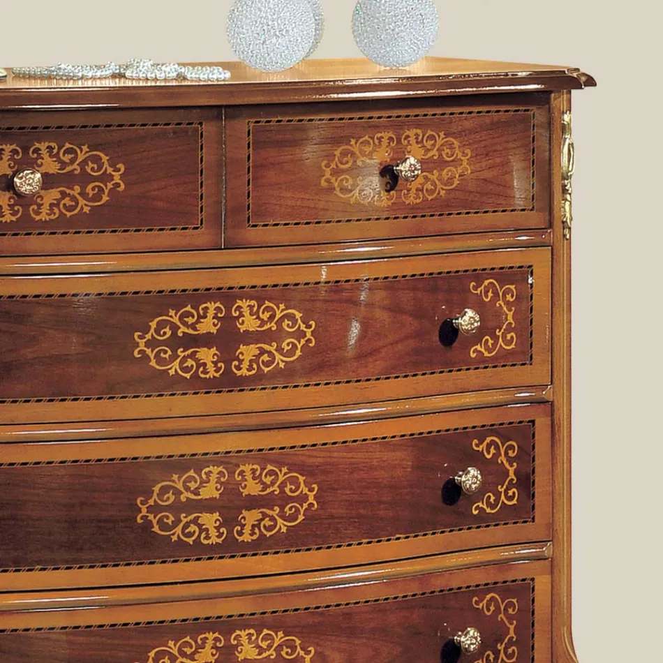 Cassettiera Camera da Letto Classica in Legno Made in Italy - Katerine Viadurini