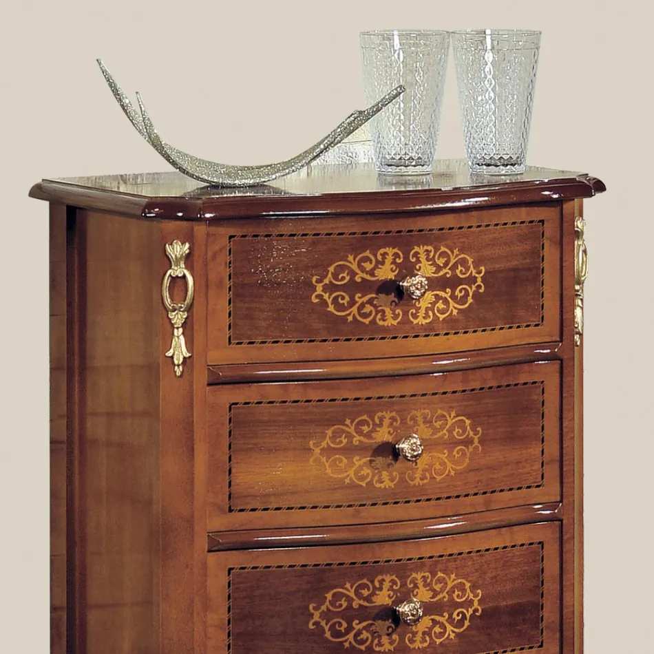 Cassettiera Classica in Legno Noce 4 o 6 Cassetti Made in Italy - Katerine Viadurini