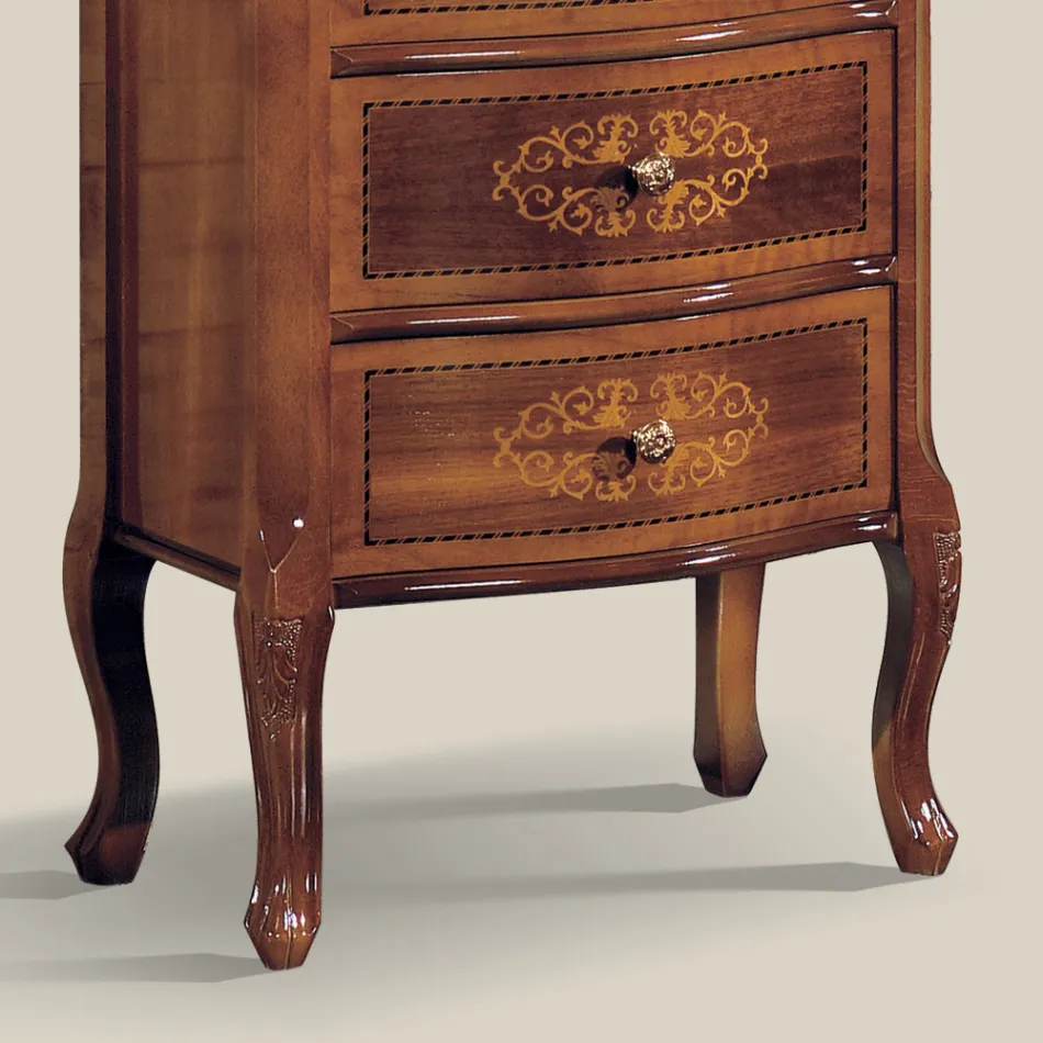 Cassettiera Classica in Legno Noce 4 o 6 Cassetti Made in Italy - Katerine Viadurini