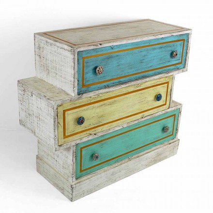 Cassettiera con Cassetti Colorati e Pomelli in Ceramica Made in Italy - Hendriks Viadurini