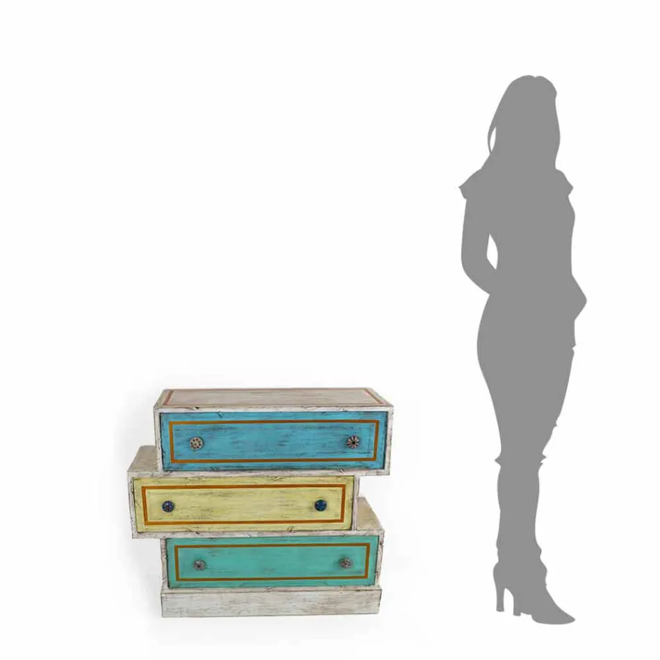 Cassettiera con Cassetti Colorati e Pomelli in Ceramica Made in Italy - Hendriks Viadurini