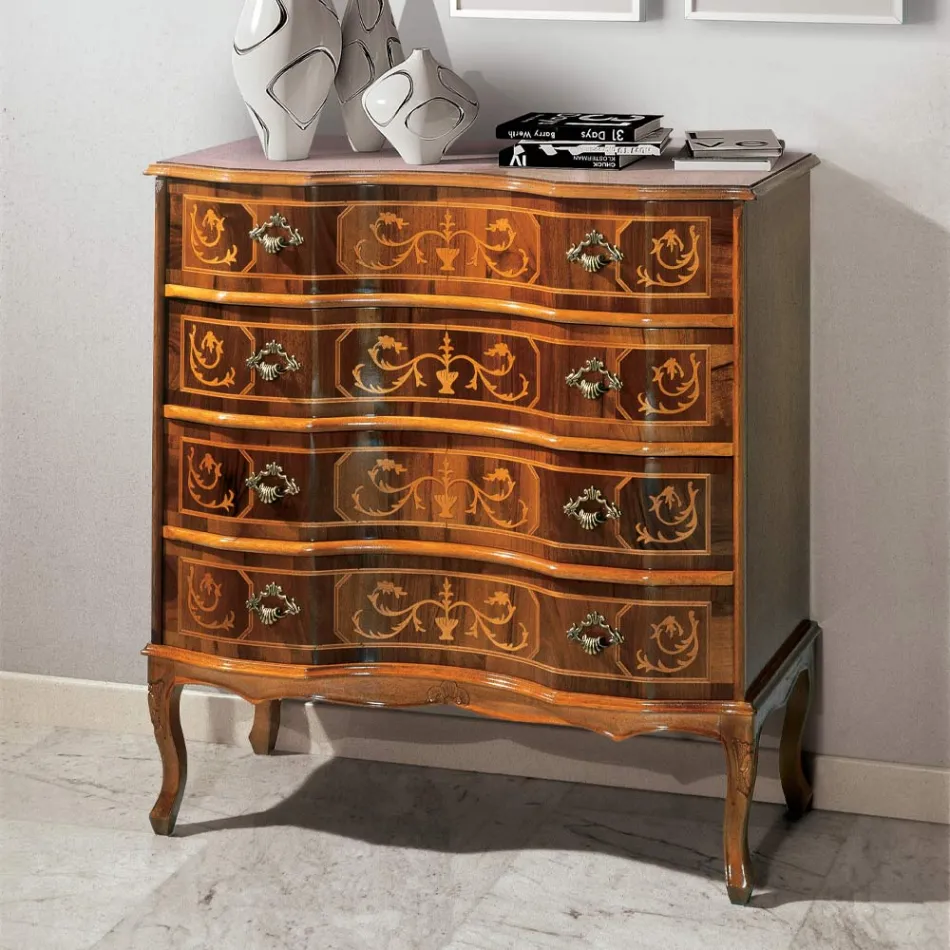 Cassettiera in Legno di Noce Classica di Lusso Made in Italy - Elegant Viadurini