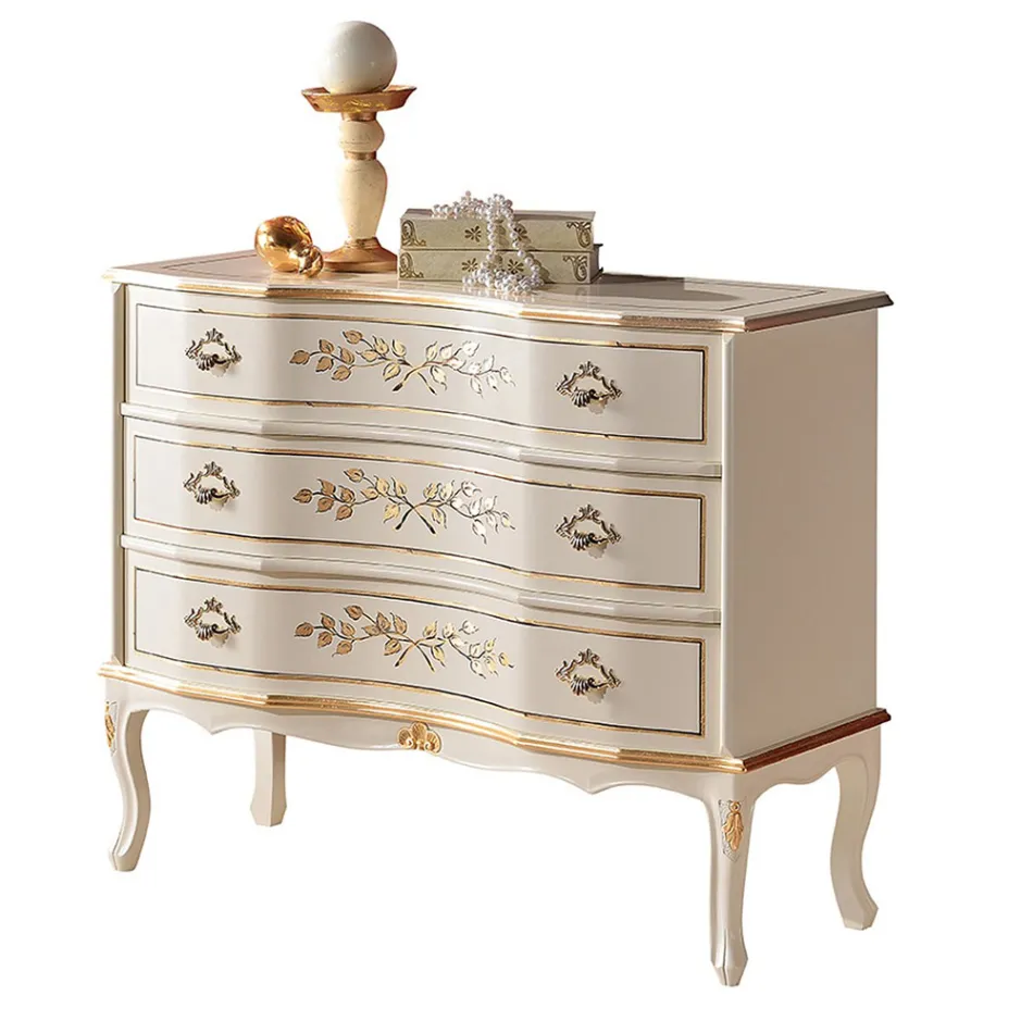 Cassettiera Stile Classico in Legno con 3 Cassetti Made in Italy - Elegant Viadurini