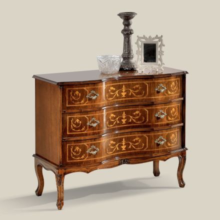 Cassettiera Stile Classico in Legno con 3 Cassetti Made in Italy - Elegant Viadurini