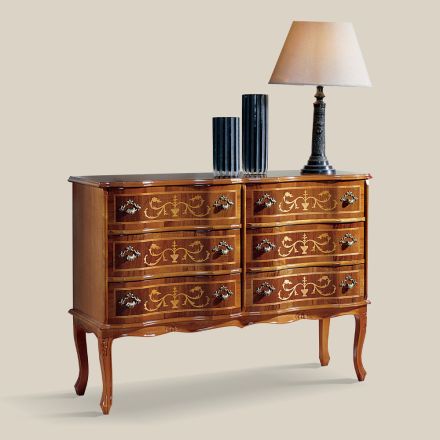 Cassettiera Stile Classico in Legno con 6 Cassetti Made in Italy - Elegant Viadurini