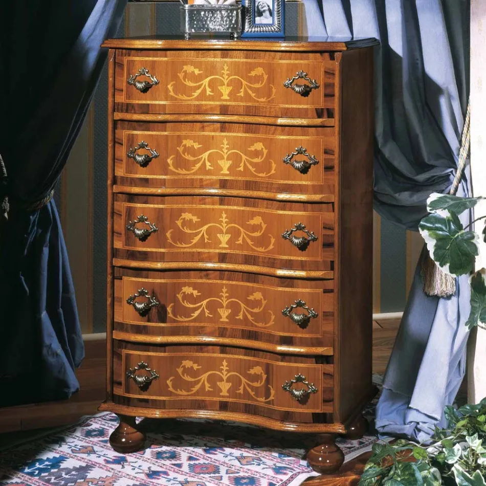 Cassettiera Stile Classico in Legno con Cassetti Made in Italy - Elegant Viadurini