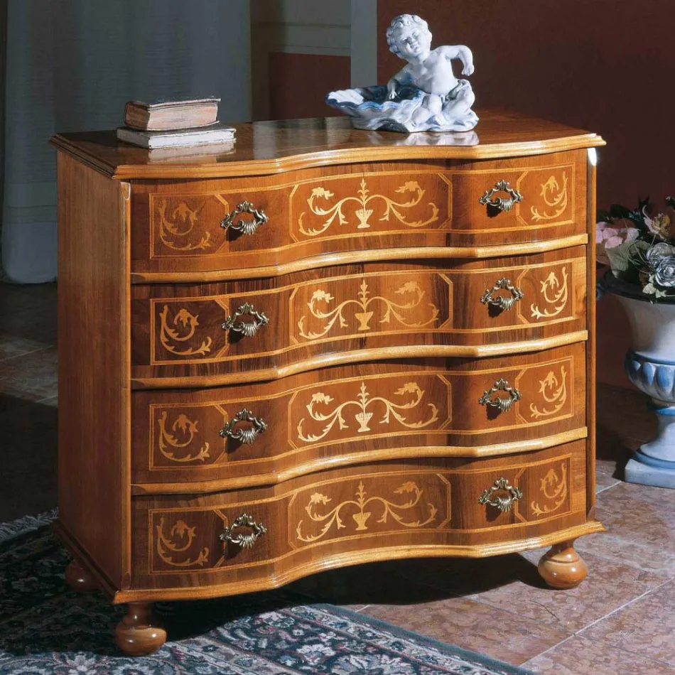 Cassettiera Stile Classico in Legno con Cassetti Made in Italy - Elegant Viadurini