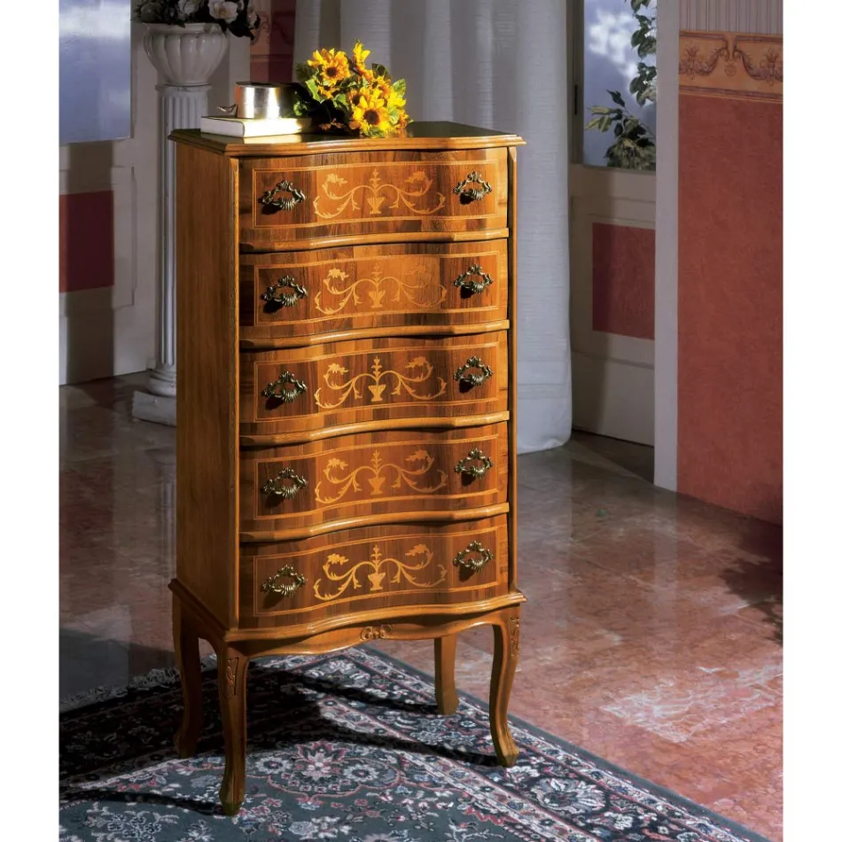 Cassettiera Stile Classico in Legno Noce di Lusso Made in Italy - Elegant Viadurini