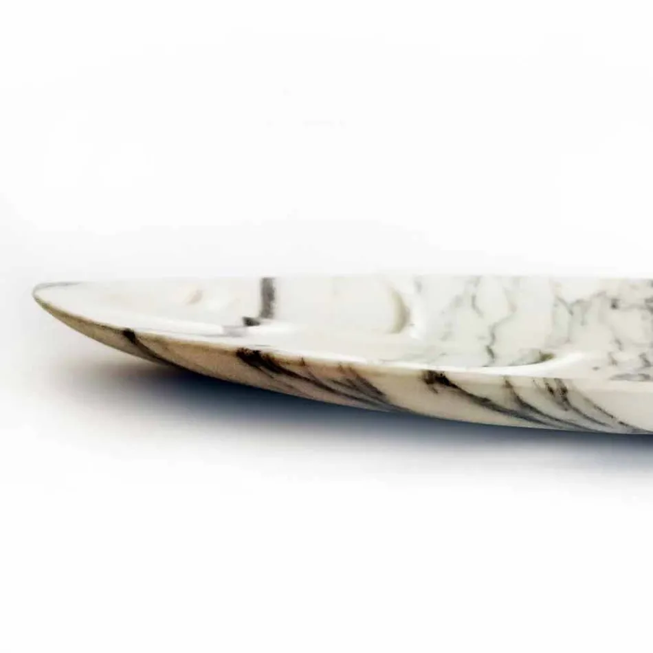 Centrotavola in Marmo Arabescato dalla Forma a Foglia Made in Italy - Treviso Viadurini