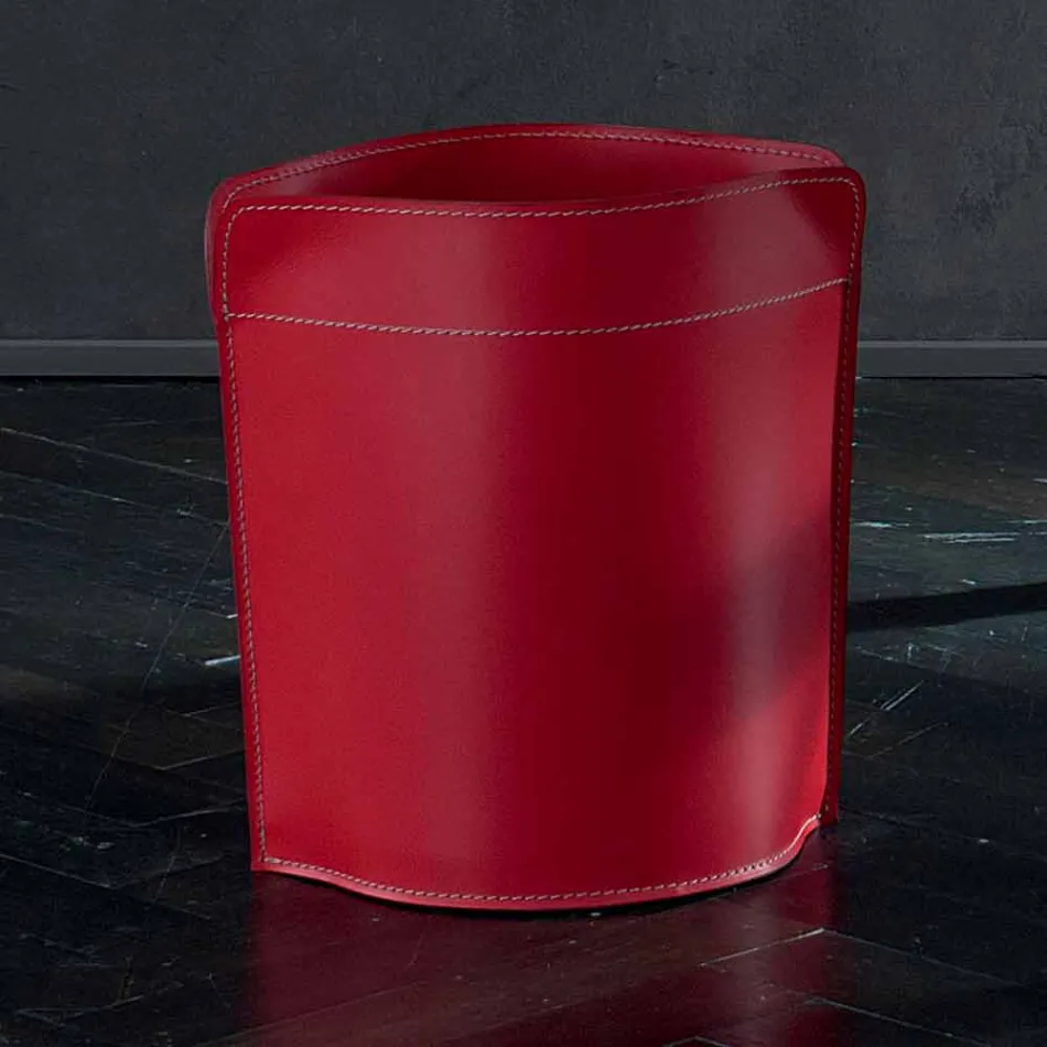 Cestino gettacarte made in Italy in cuoio rigenerato Canistro Viadurini