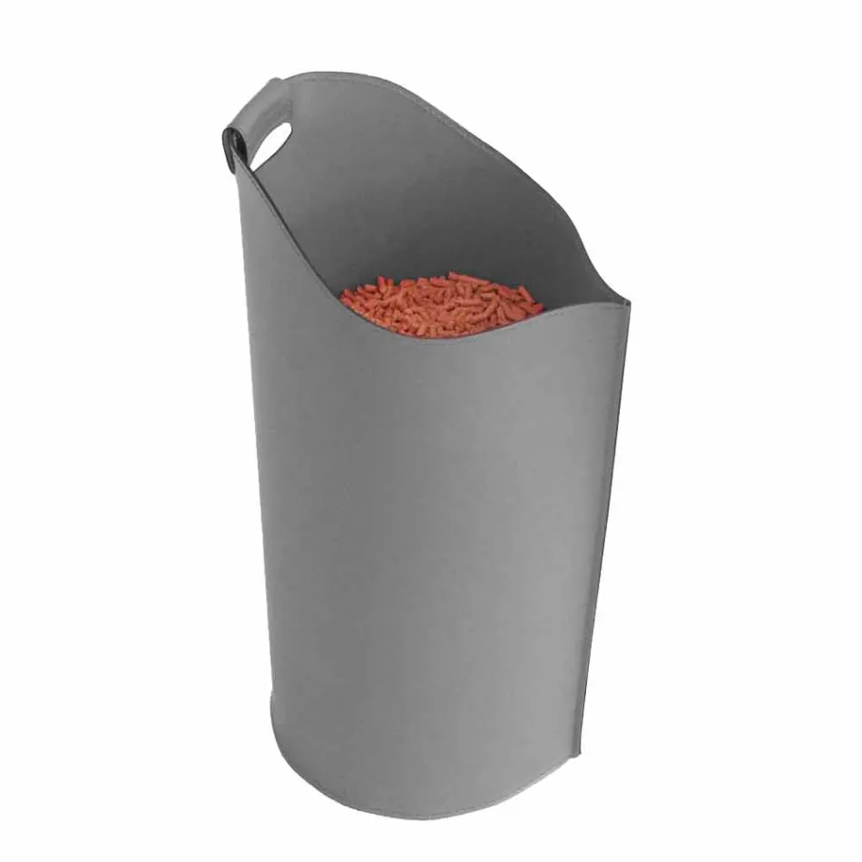 Cesto porta pellet da interno in cuoio 15 Kg di design Sapel Viadurini
