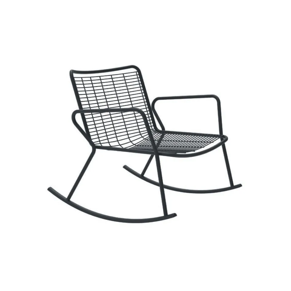 Chaise Longue a Dondolo da Esterno in Metallo Zincato Made in Italy - Vikas Viadurini