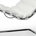 Chaise Longue in Acciaio Cromato con Seduta in Pelle Made in Italy - Diamante Viadurini
