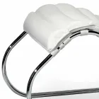 Chaise Longue in Acciaio Cromato con Seduta in Pelle Made in Italy - Diamante Viadurini