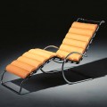 Chaise Longue in Pelle con Struttura in Acciaio Cromato Made in Italy - Beirut