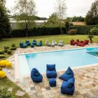 Chaise Lounge per il Giardino in Tessuto Outdoor Color Zafferano - Maestrale Viadurini