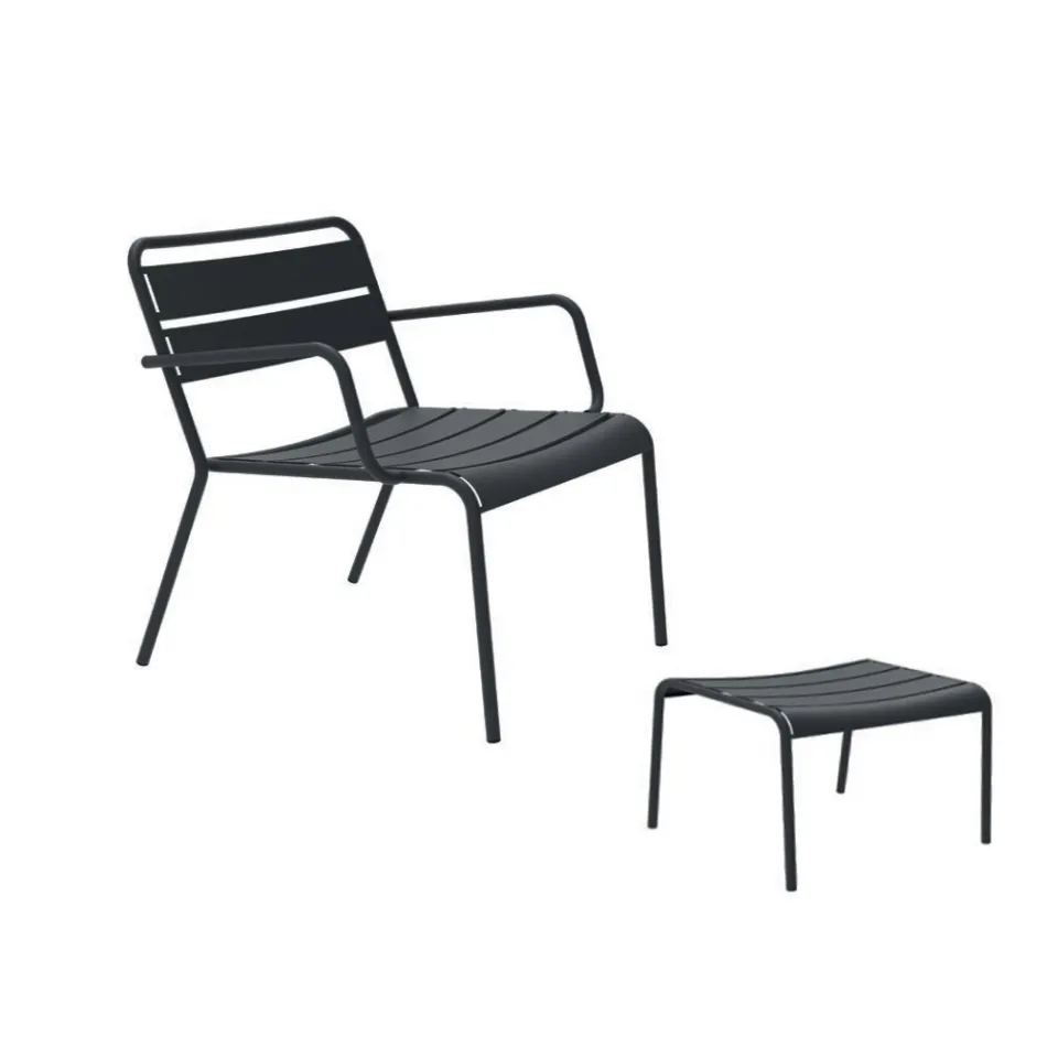Chaise Loungue da Esterno con Poggiapiedi in Metallo Made in Italy - Amina Viadurini