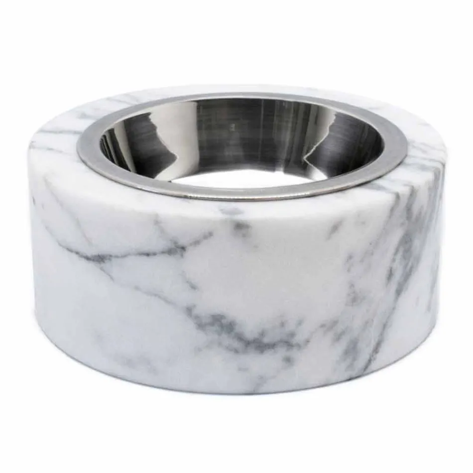 Ciotola Cani e Gatti in Marmo Bianco di Carrara Made in Italy - Ciotta Viadurini