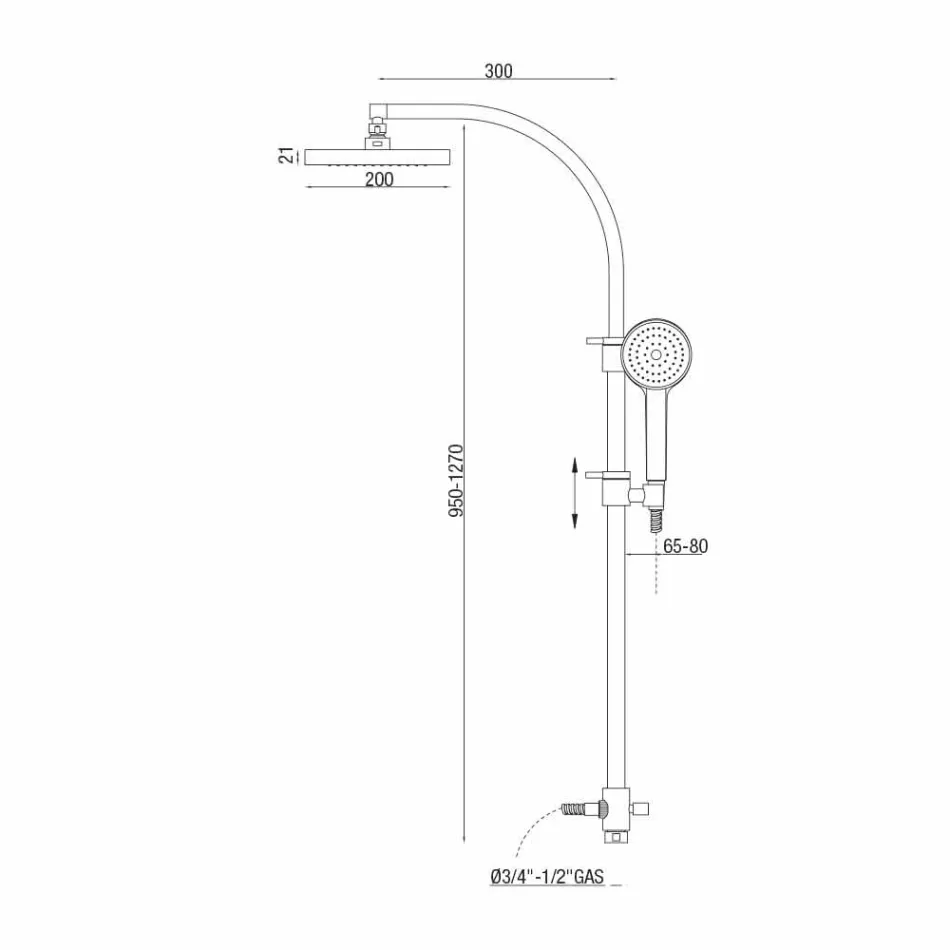 Colonna Doccia con Deviatore e Soffione Quadrato Made in Italy - Silver Viadurini
