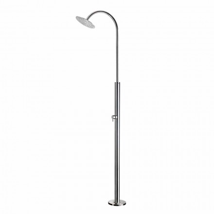 Colonna Doccia Esterna in Acciaio Cromato con Miscelatore Made in Italy - Norton Viadurini